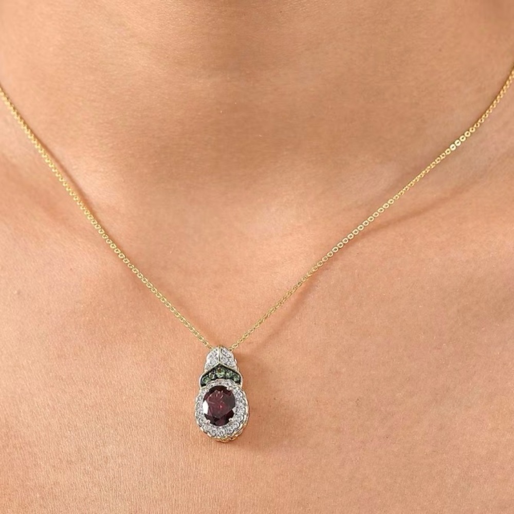 Rhodolite Garnet and Multi Gemstone 2.75 ctw Regal Bloom Pendant Necklace - Picture 4 of 6